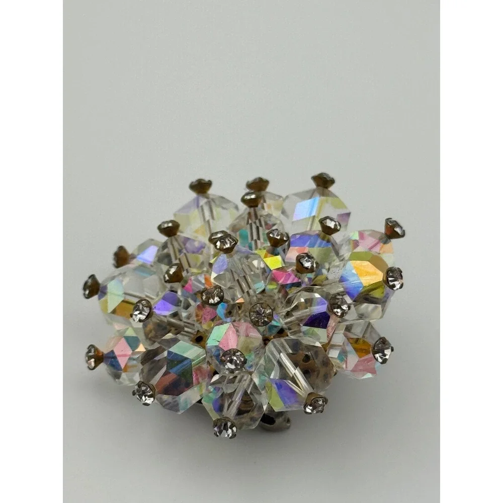 Vintage Aurora Borealis AB Crystal Cluster Brooch Pin Lot‎ Rhinestone